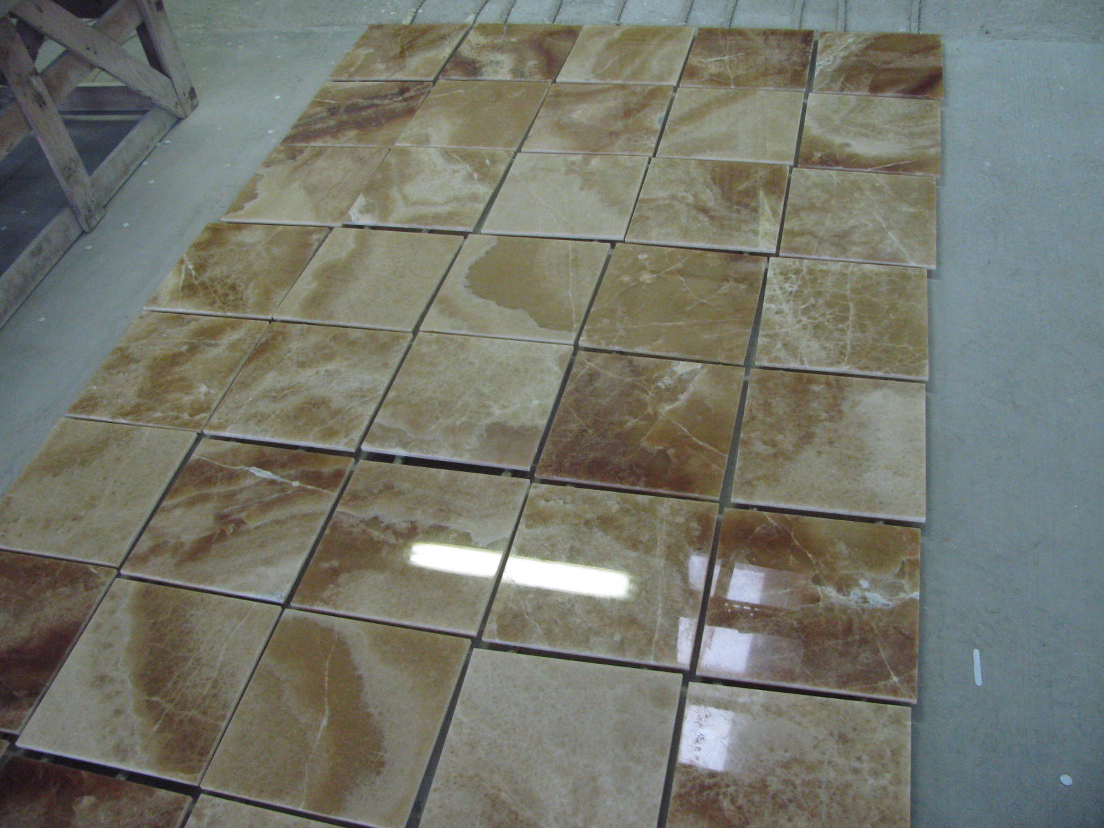 BROWN ONYX TILES POLISHED & BEVELED 12"X12"X3/8"
