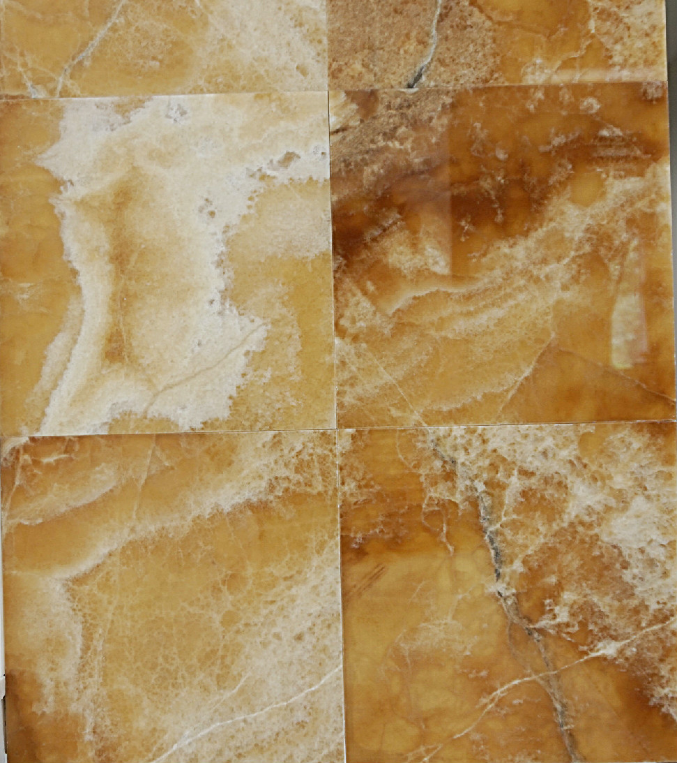 BROWN ONYX TILES POLISHED & BEVELED 12"X12"X3/8"