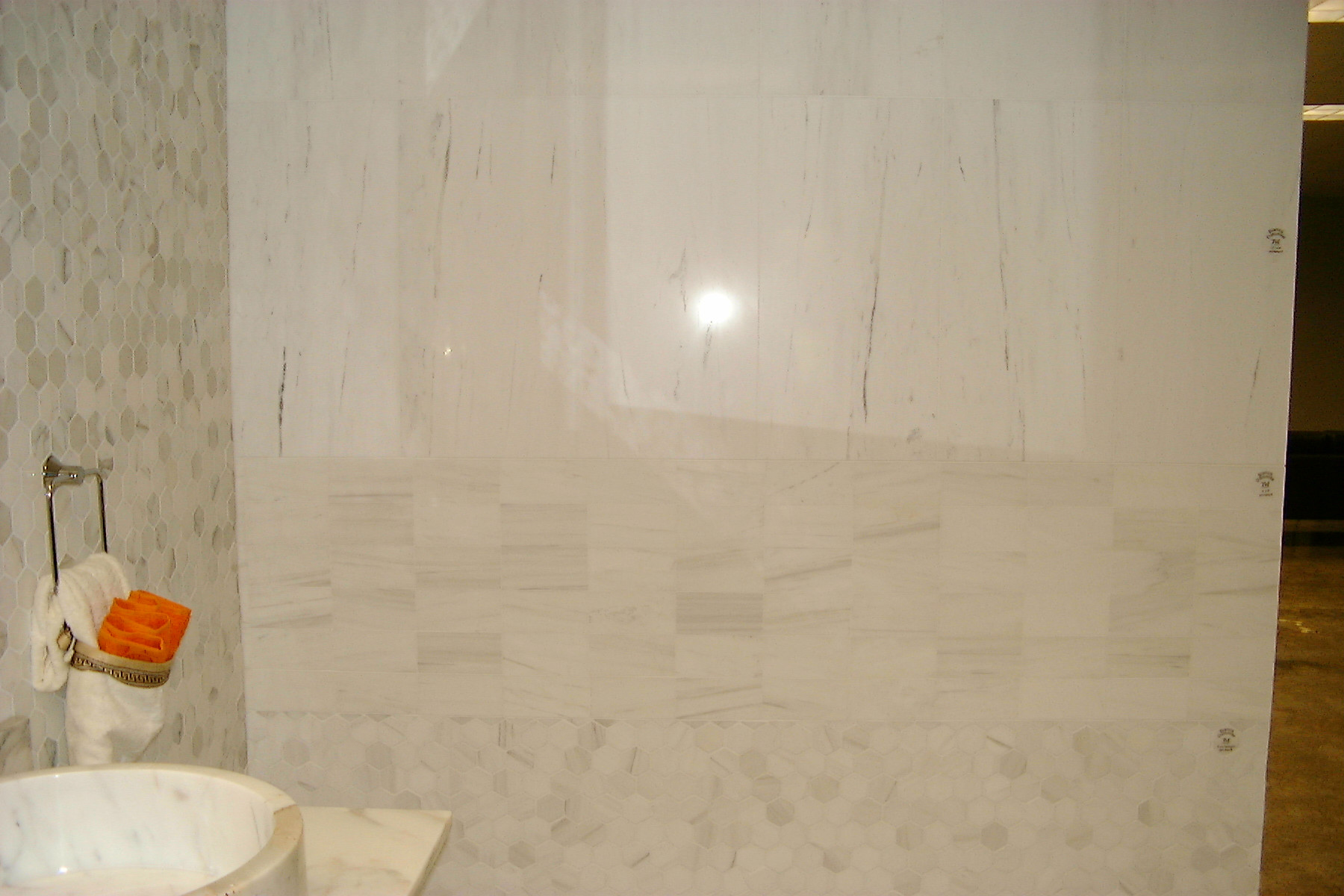 BIANCO DOLOMITI TILES POLISHED & BEVELED 12"X24"X3/8"